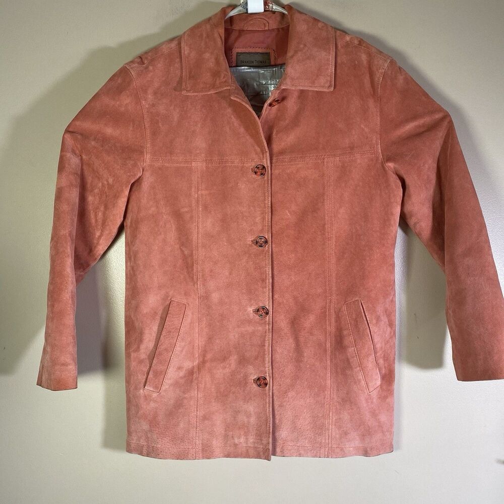 Brandon Thomas Suede Leather Jacket Coat LADIES Medium Pink Nubuck Boho
